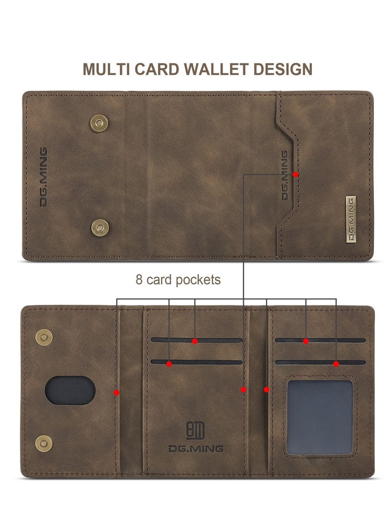 Dg Ming Samsung Galaxy S22  Ultra 2 in 1 Clutch Wallet, Vintage Slim Leather Case Magnetic Detachable Tri-Fold Wallet,  Leather Case with Card Holder Pocket Slim Case  - Image 5