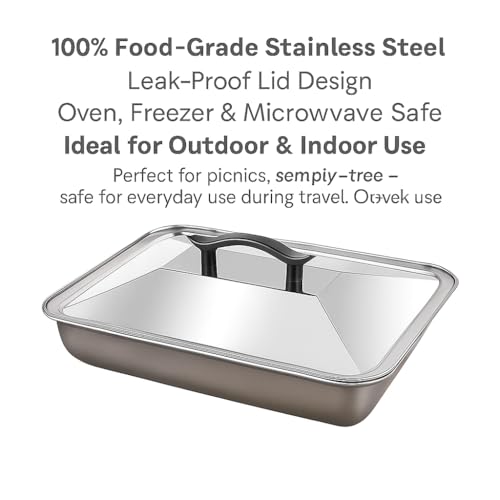 Snevad Stainless Steel Baking Pan with Lid – Heavy Duty Rectangular Oven Tray, Square Grill Plate & Basting Cover Set for Flat Top Griddle, Cheese Melting Dome, Buffet & Steaming Use – Multiple Sizes - Image 4