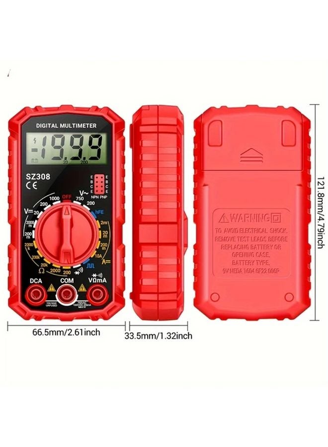 Red Portable True RMS Multimeter AC DC Current Voltage Resistance Frequency Tester - Image 5