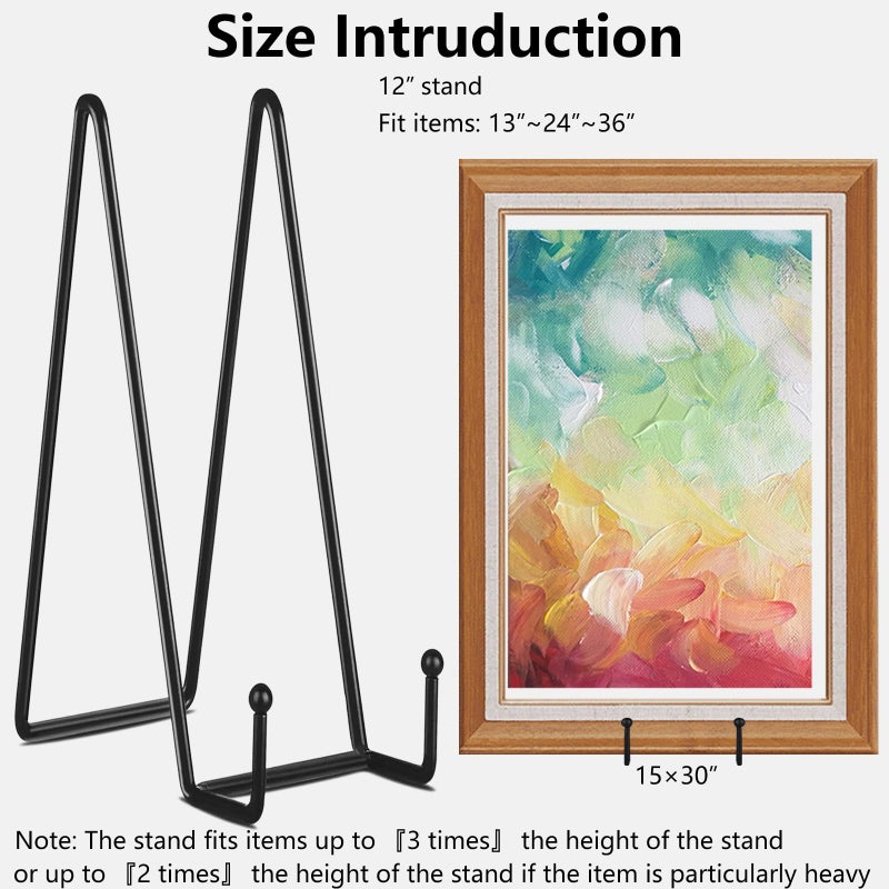 Ibosins 5 Pack 12 Inch Plate Holder Display Stands  Large Metal Black Frame Stand For Picture  Book  Photo Easel  Creation  Collectibles - Image 3