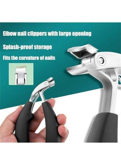 Generic 1 Pc Premium Stainless Steel Fingernail Clippers - Heavy-Duty, Curved, Concave Blade, Large Opening for Thick Nails, Elderly-Friendly, No-Splash, Precision Trimming, Long Handle, Inclined Arc Blade, Ergonomic Design for Easy Grip, Comfortable Trimming Experience for Men's Toenails  - Image 2