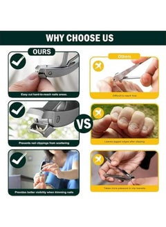 Generic 1 Pc Premium Stainless Steel Fingernail Clippers - Heavy-Duty, Curved, Concave Blade, Large Opening for Thick Nails, Elderly-Friendly, No-Splash, Precision Trimming, Long Handle, Inclined Arc Blade, Ergonomic Design for Easy Grip, Comfortable Trimming Experience for Men's Toenails  - Image 5