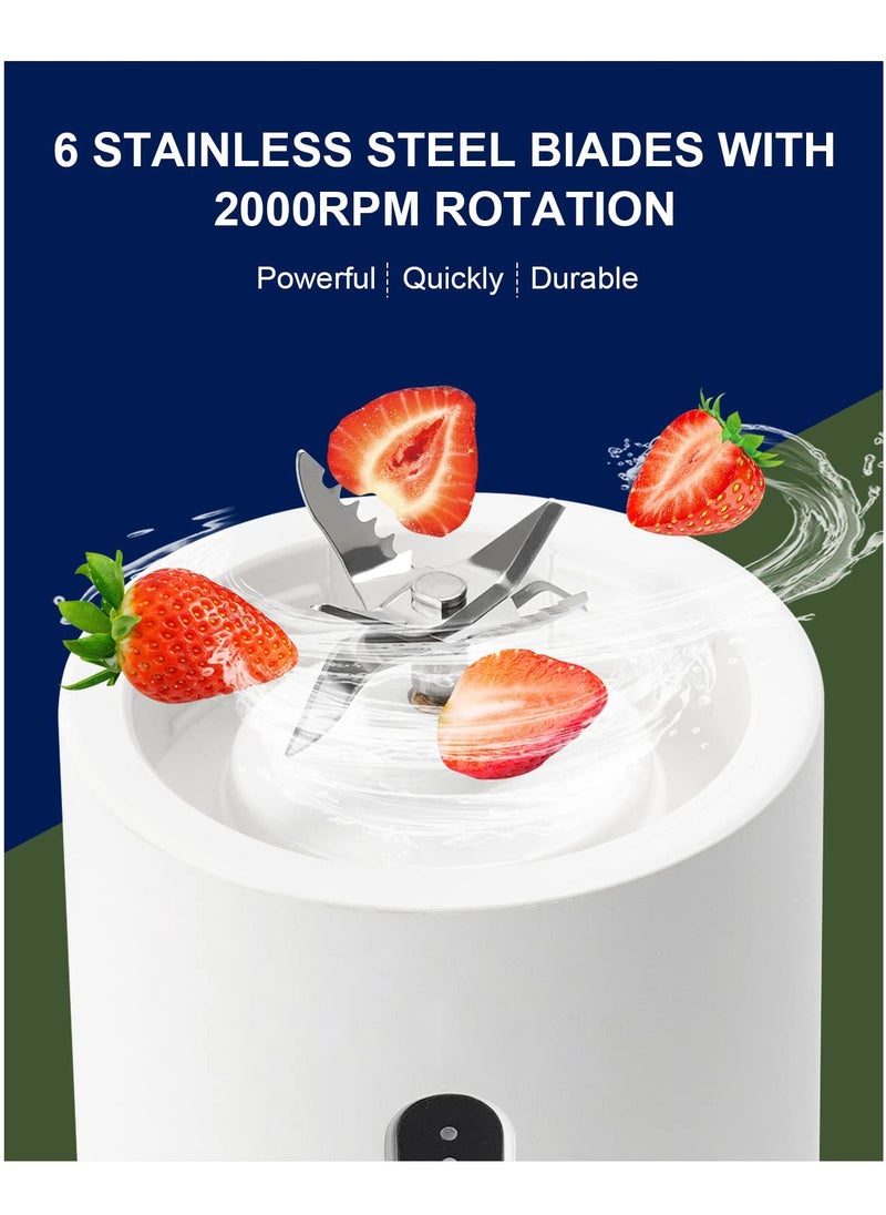 Excefore Portable Blender for Shakes and Smoothies, 532ML Type-C USB Rechargeable Blender, Powerful Mini Juice Blender with 6 Blades Ice Tray and Cleaning Brush for Travel Sports Kitchen(White)  - Image 2