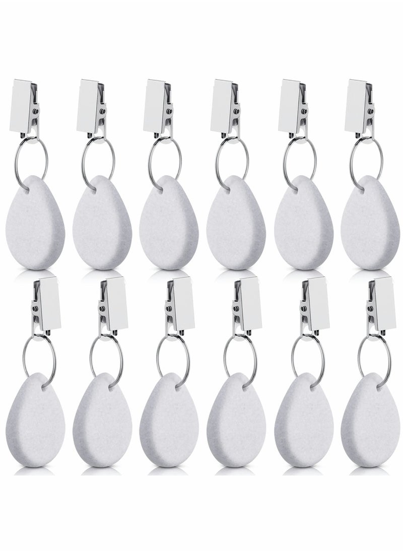 Generic - 12 Pieces Teardrop Shape Tablecloth Weights with Metal Clips - White Stone Table Cover Hangers for Family Dinners, Outdoor Picnics, and Table Decoration. - Image 1