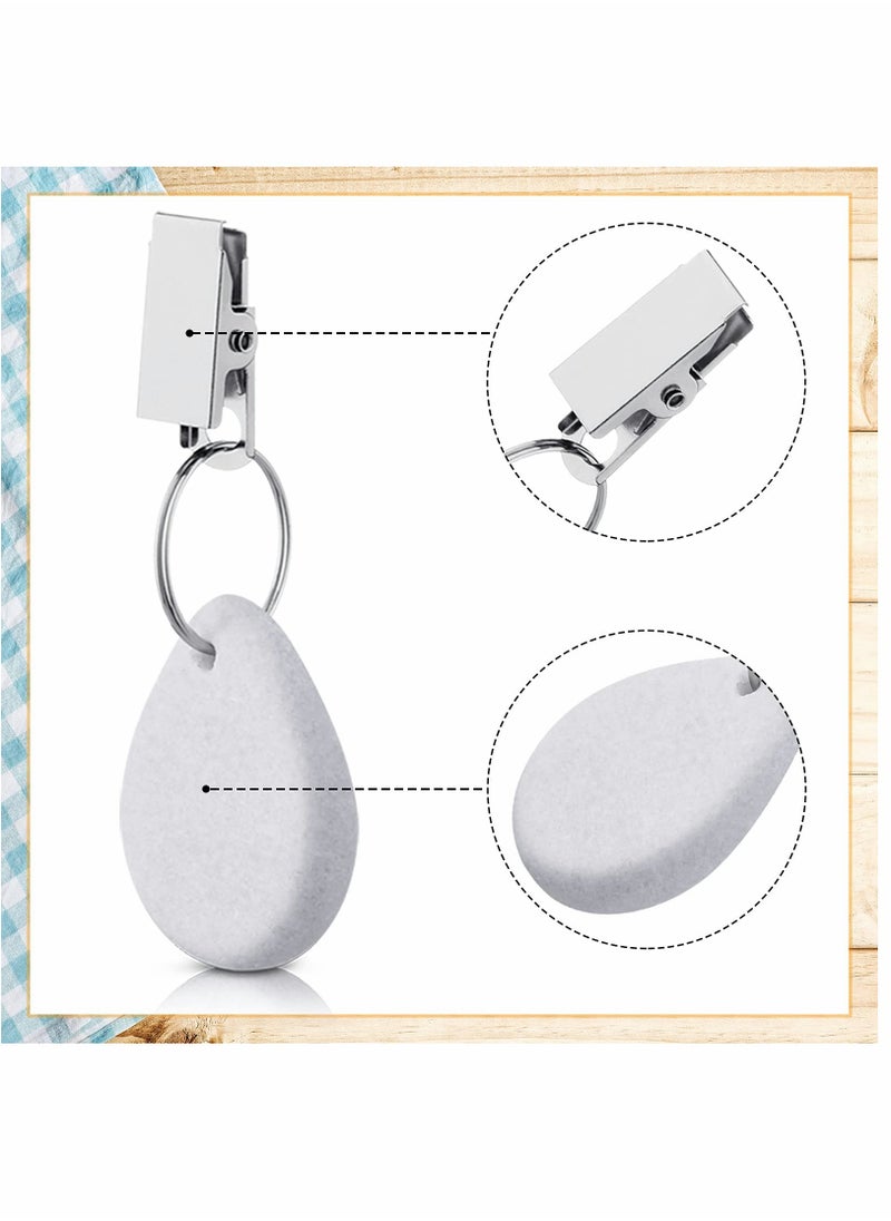 Generic - 12 Pieces Teardrop Shape Tablecloth Weights with Metal Clips - White Stone Table Cover Hangers for Family Dinners, Outdoor Picnics, and Table Decoration. - Image 1