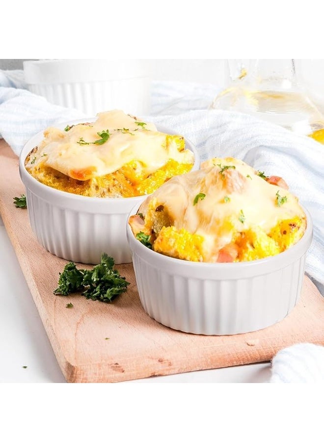 Ceramic Crème Brulee Ramekins & Soufflé Dishes – Porcelain White 10 oz Oven-Safe Bowls, Custard Cups for Baking Desserts, Set of 2, Durable Porcelain Baking Dish, Ideal for Crème Brulee, Soufflé, and Pudding - Image 2