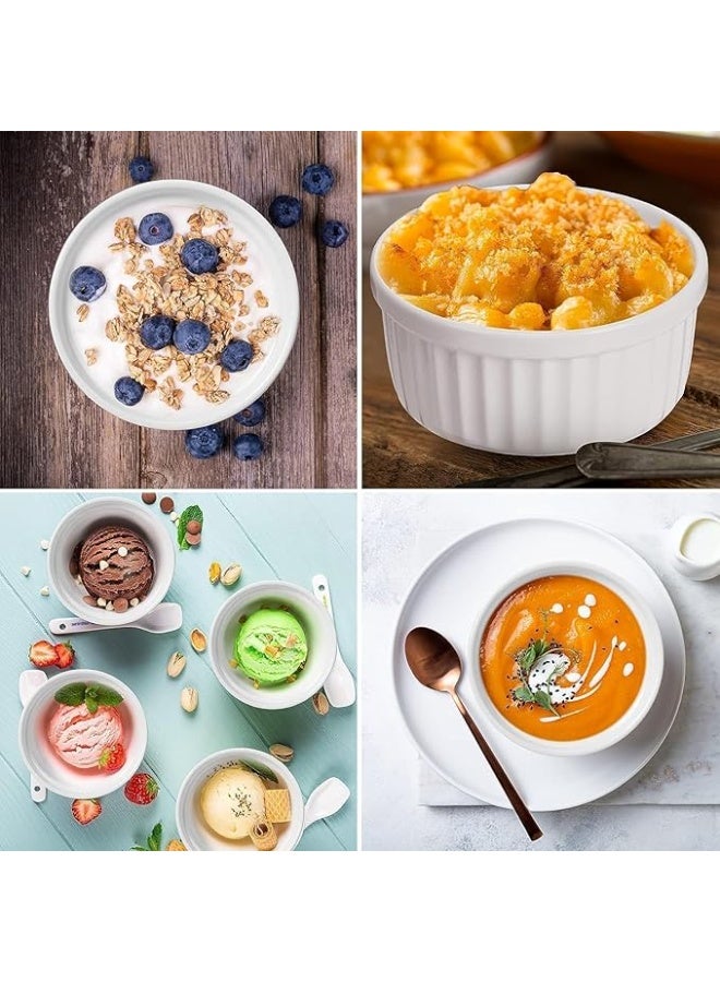 Ceramic Crème Brulee Ramekins & Soufflé Dishes – Porcelain White 10 oz Oven-Safe Bowls, Custard Cups for Baking Desserts, Set of 2, Durable Porcelain Baking Dish, Ideal for Crème Brulee, Soufflé, and Pudding - Image 3