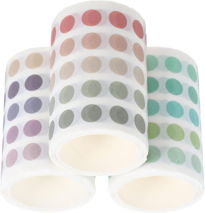 3 Rolls Pastel Dot Washi Tape Stickers Round Color Dot Stickers for Journals Planners Scrapbooking with Easy Peel Tiny Labels Planner Accessories - Image 1