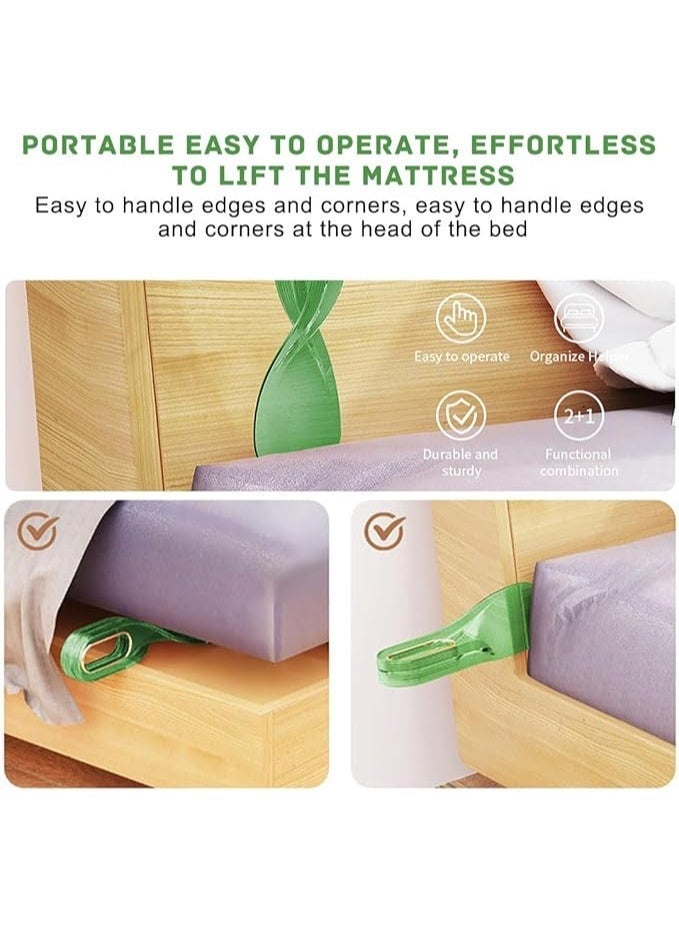 2 Pack Mattress Lifter Tool Bed Making Mattress Lifting Handy Tool Alleviate Back Pain Bed Wedges Mattress Elevator Change the Sheets Instantly（Green） - Image 5