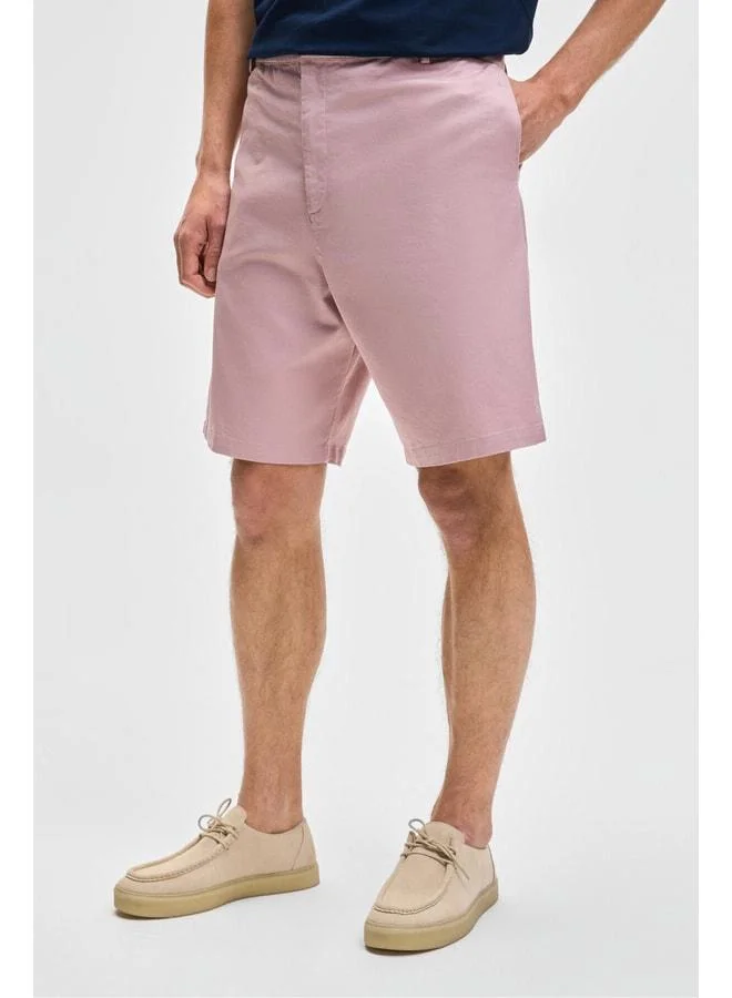 Grimelange TEEMO Men's Side Pocket Zippered elastane Slim Fit Pink Shorts