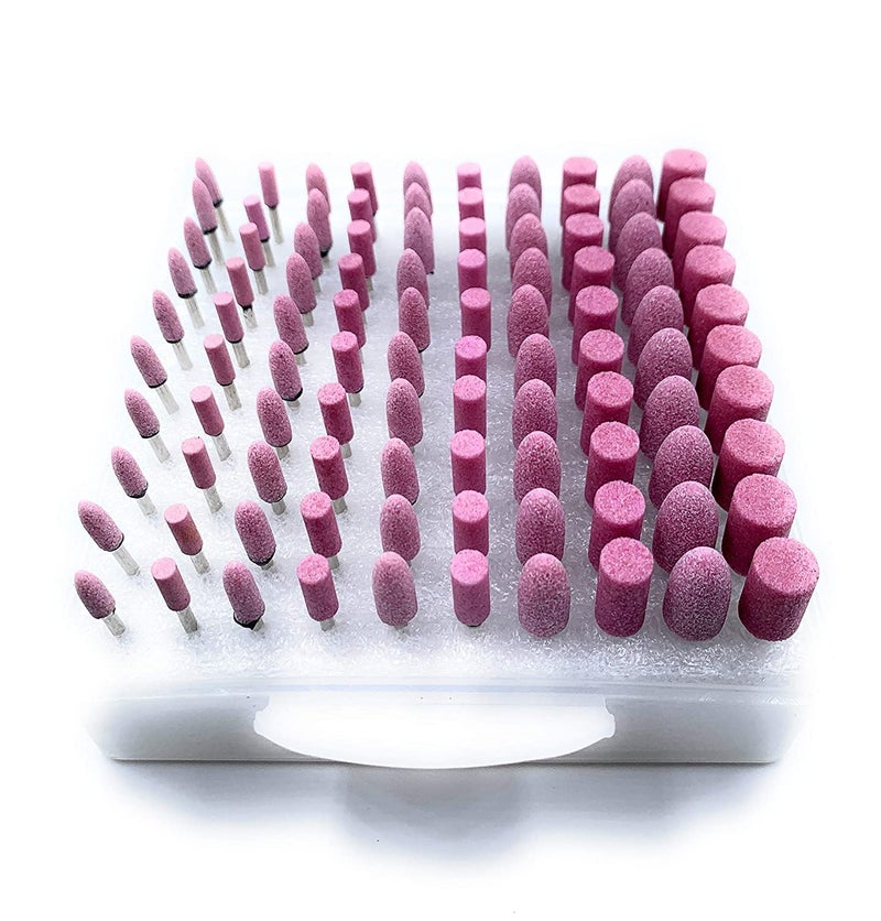 Fozti Abrasive Mounted Stone Bur 23mm Set of 100pcs for Grinding Polishing Carving Sanding in Metal Wax Plastic Ceramic Clay etc for Dental Jewellery Making Model Making Hobby Crafts DIY - Image 1