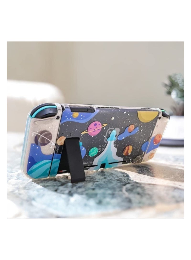 Clear Glitter Switch TPU Case, Protective Switch Case with Glitter Animal Crossing Thumb Grip Case TPU Clear Glitter Protective Case and Tempered Glass Screen Protector for Nintendo Switch - Image 5