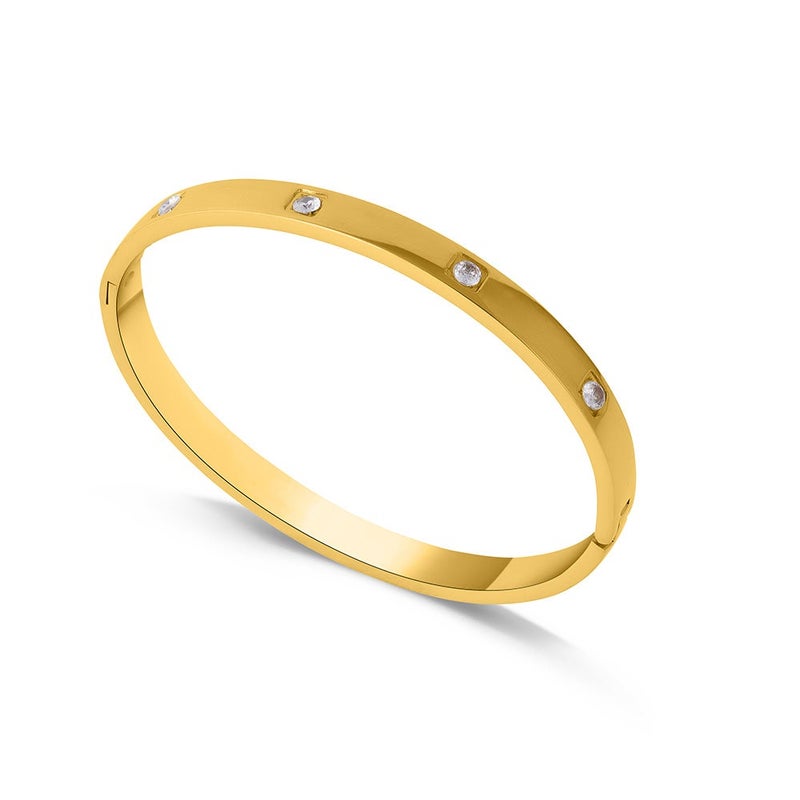 PALMONAS Crystal Love Bangle Bracelet for Women - Waterproof & Anti-Tarnish - Image 1