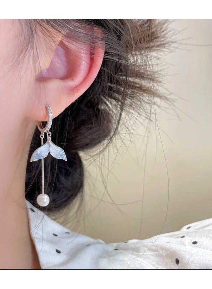 Mark Fairwhale Blue crystal fish tail earrings  - Image 2