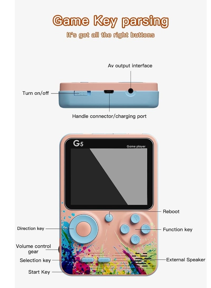 ELTRAZONE "G5 500-in-1 Retro Game Box – Handheld Classic Game Pad, TV Compatible, Perfect Gift for Kids, Includes Contra, Tank, Bomber Man, and More (Grey Blue)" - Image 2
