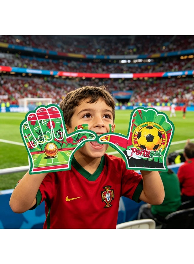 HOMESTAR 1 Pair of Portugal Foam Hand Cheering Gloves, World Cup Cheering Prop, Soccer Game Day Accessories, Stadium Team Cheering Glove For Men And Women, Fan Party Thumb Up Hand, For Football Matches Sports Events Fan Gatherings, One Size Fits All, 22x28cm - Image 3