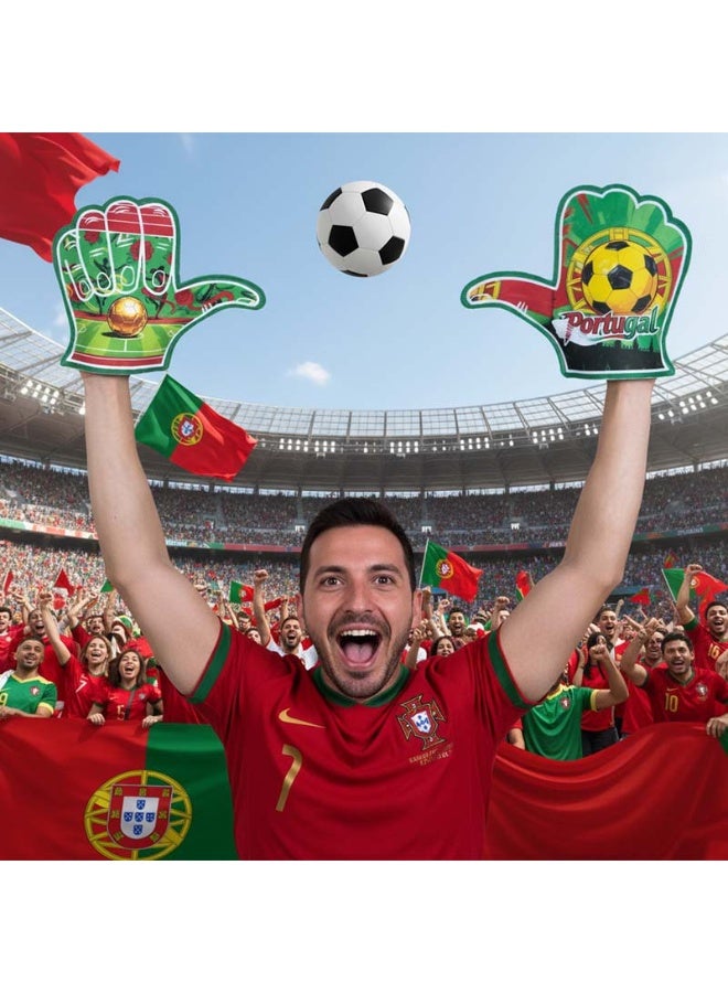 HOMESTAR 1 Pair of Portugal Foam Hand Cheering Gloves, World Cup Cheering Prop, Soccer Game Day Accessories, Stadium Team Cheering Glove For Men And Women, Fan Party Thumb Up Hand, For Football Matches Sports Events Fan Gatherings, One Size Fits All, 22x28cm - Image 2
