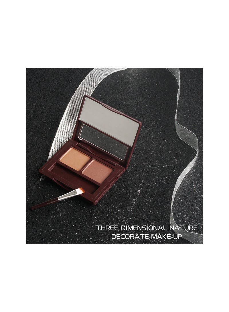 Mn Eyebrow Cake Make Up with Brush Dark Brown and Black  Multicolour - Image 4