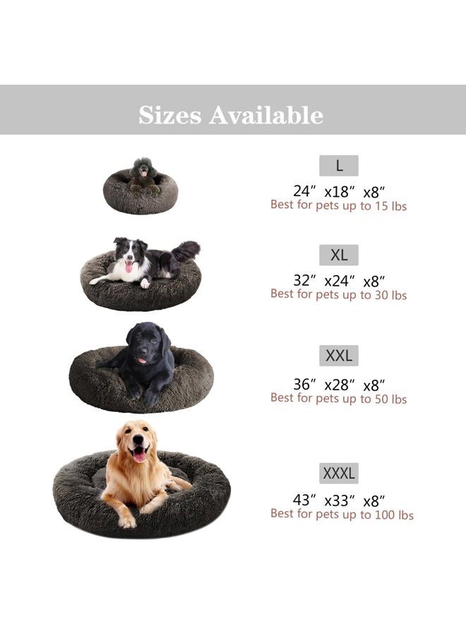 MFox Calming Dog Bed (L/XL/XXL/XXXL) for Medium and Large Dogs Comfortable Pet Bed Faux Fur Donut Cuddler Up to 25/35/55/100lbs - Image 2