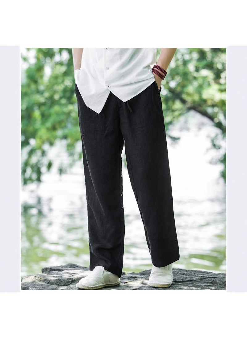 Generic - 2023 Breathable Linen Pants for Men Navy blue - Image 1