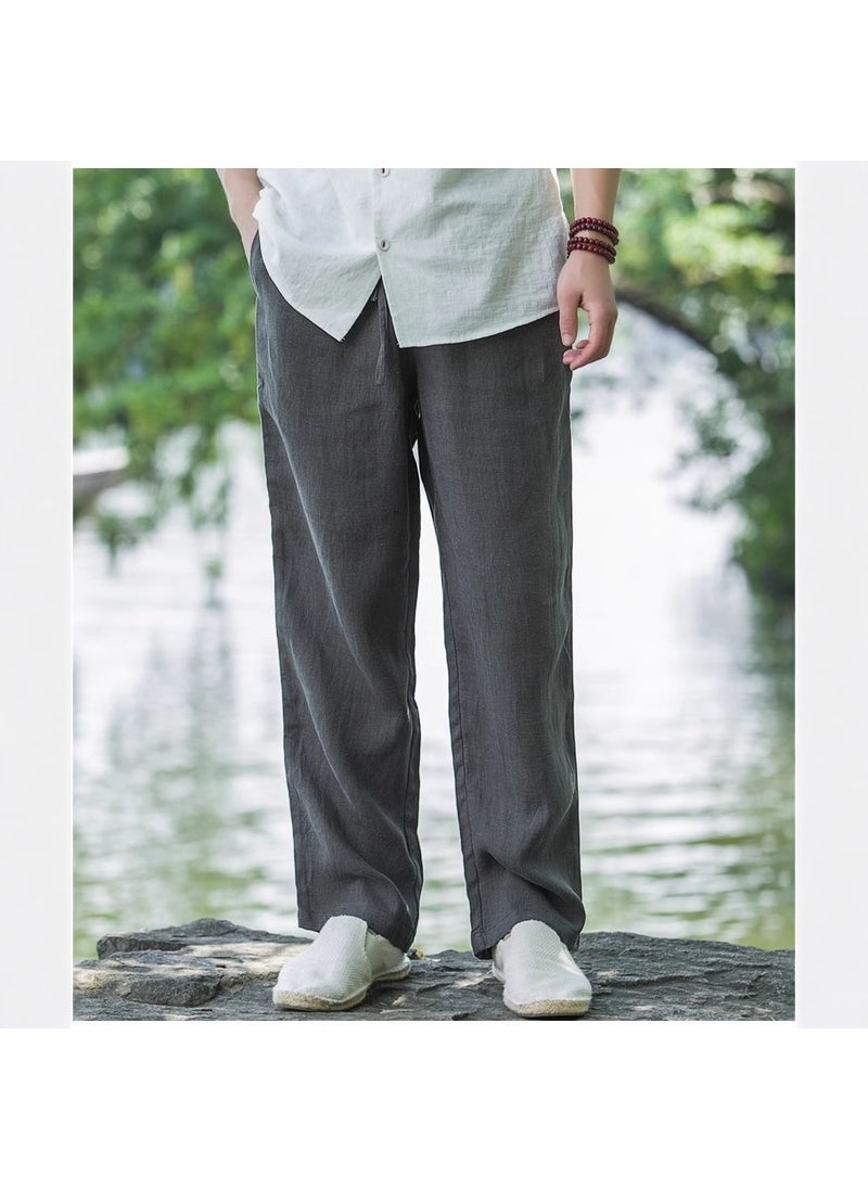 Generic - 2023 Breathable Linen Pants for Men Navy blue - Image 1