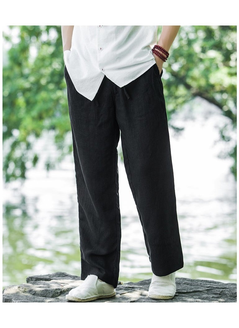 Generic - 2023 Breathable Linen Pants for Men Navy blue - Image 1