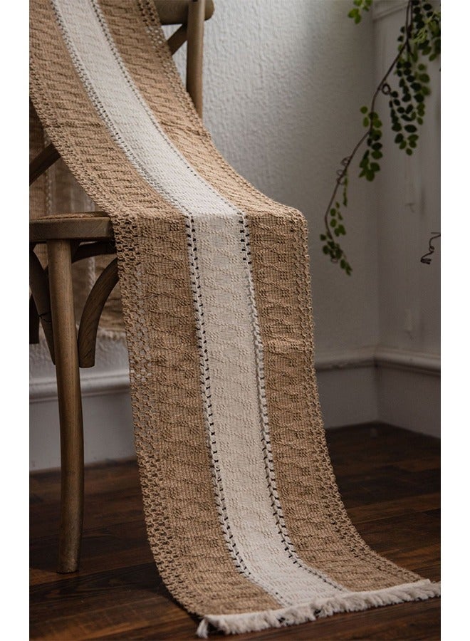 Felt Table Runner Natural Jute Splicing Bohemian Style Table Runners With Tassels Dining Home Table Decoration 30x183CM  - Image 4