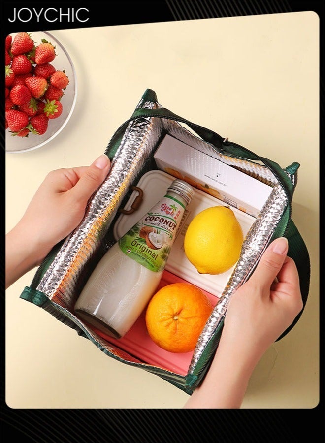 Joychic Colorful Aluminum Foil Heat Preservation Lunch Bag Water and Oil Proof Food Insulation Bag with Handle Strap for School Office Work Travel Outdoor - Image 2