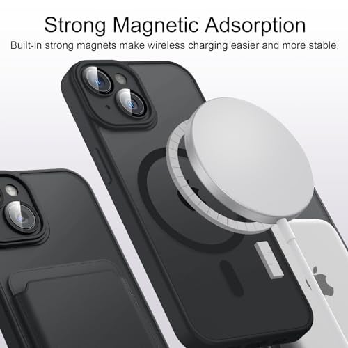 Tobfit Silicone Magnetic Case For iPhone 15 6.1-Inch Compatible With Magsafe, Translucent Matte Back Slim Shockproof Case Phone Cover For iPhone 15,Wine Red - Image 4
