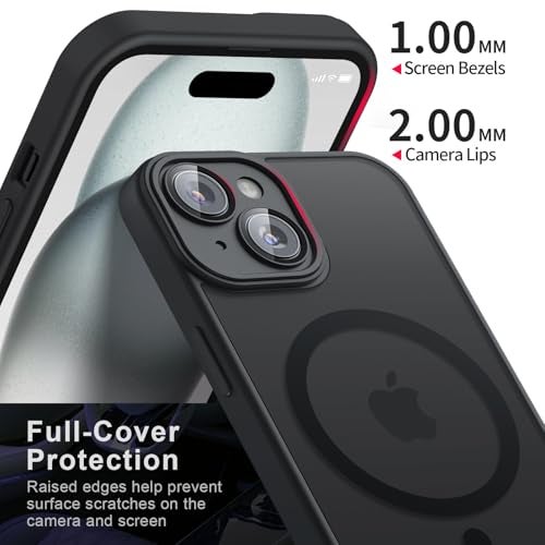 Tobfit Silicone Magnetic Case For iPhone 15 6.1-Inch Compatible With Magsafe, Translucent Matte Back Slim Shockproof Case Phone Cover For iPhone 15,Wine Red - Image 2