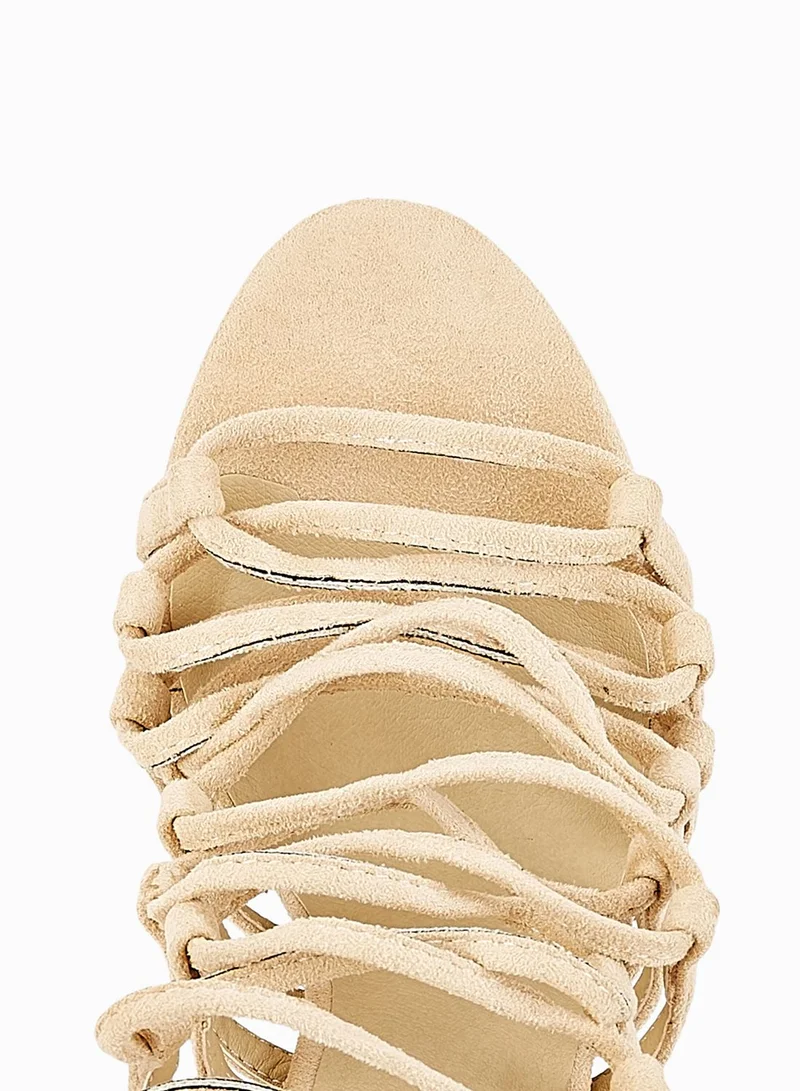 Truffle Strappy Lace Up Sandals
