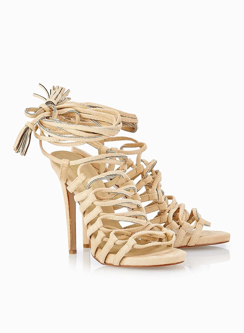Truffle Strappy Lace Up Sandals