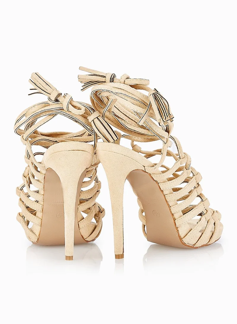 Truffle Strappy Lace Up Sandals