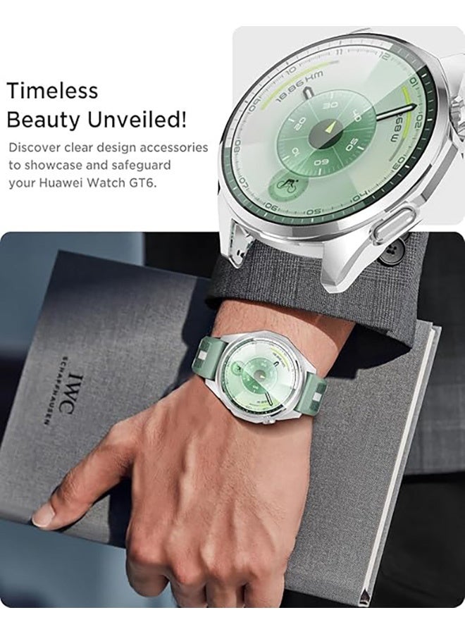 2 Pcs Case with Tempered Glass Screen Protector Compatible with Huawei Watch GT 6 41mm, Bumper Full Coverage Protective Hard PC Cases Face Cover for Huawei Watch GT 6 41mm (Silver & Black) - Image 4