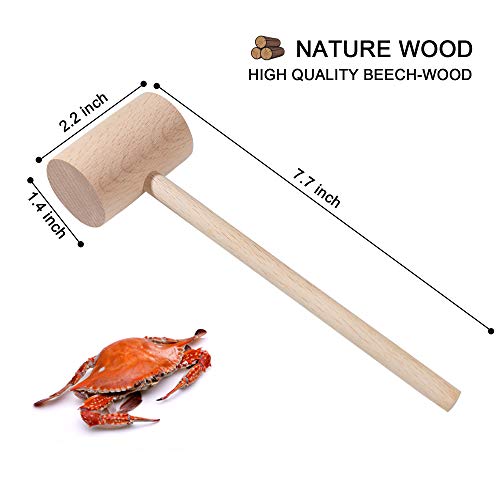TDOCK 6Pcs Wooden Hammers, Natural Hardwood Crab Lobster Seafood Mallets - Image 2