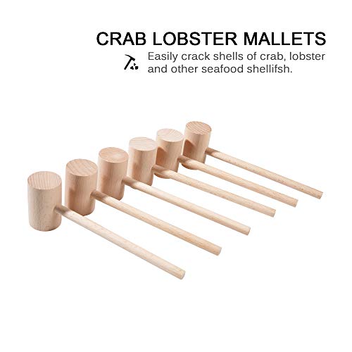 TDOCK 6Pcs Wooden Hammers, Natural Hardwood Crab Lobster Seafood Mallets - Image 4