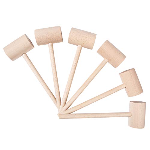 TDOCK 6Pcs Wooden Hammers, Natural Hardwood Crab Lobster Seafood Mallets - Image 1