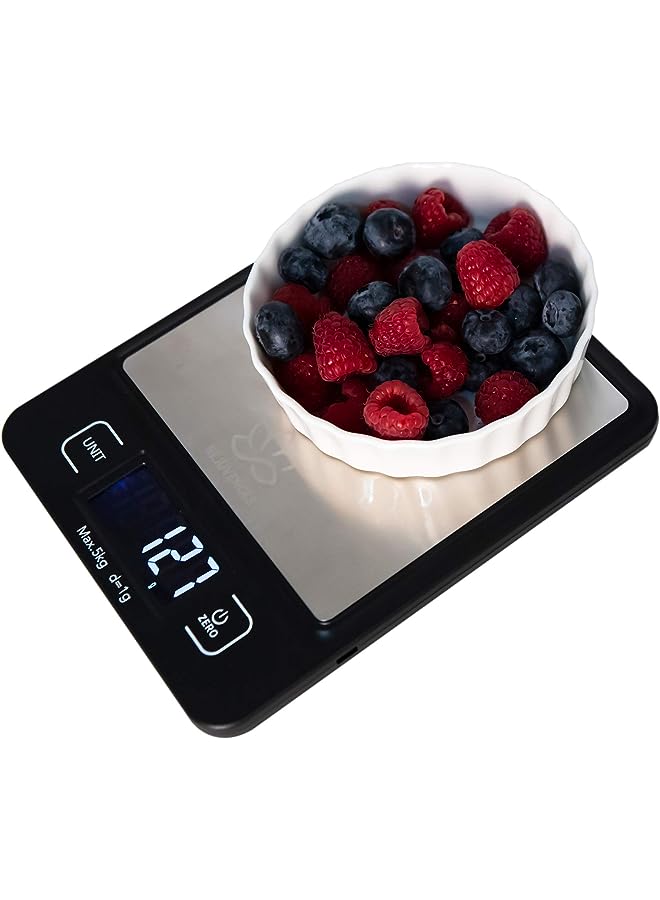 REJUVENCES Kitchen Digital Food Scale - Measures 4 different units - Easy to Use - Measure Food weight - Cooking recipe- Healthy Diet – Battery included – Light weight - Easy to Carry and store - Image 1