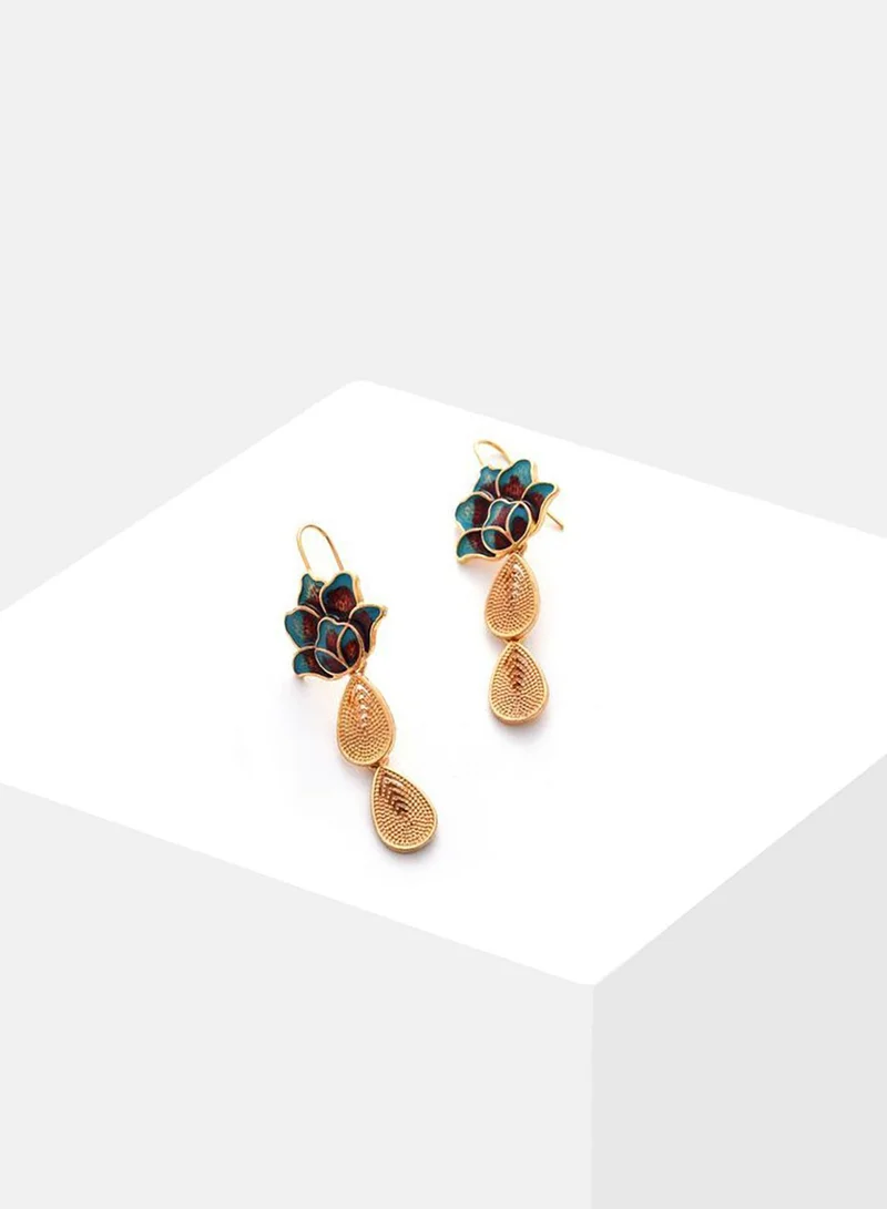 SOHI Gold Plated Designer Drop Earrings