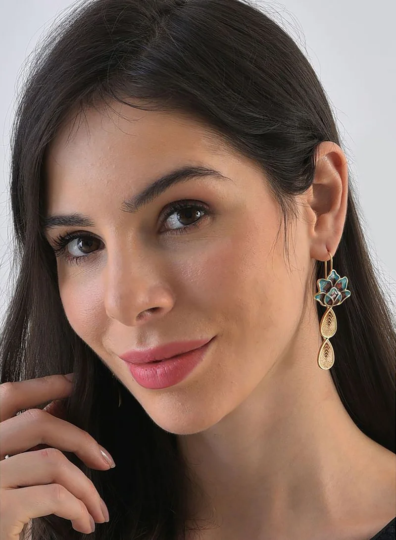 SOHI Gold Plated Designer Drop Earrings