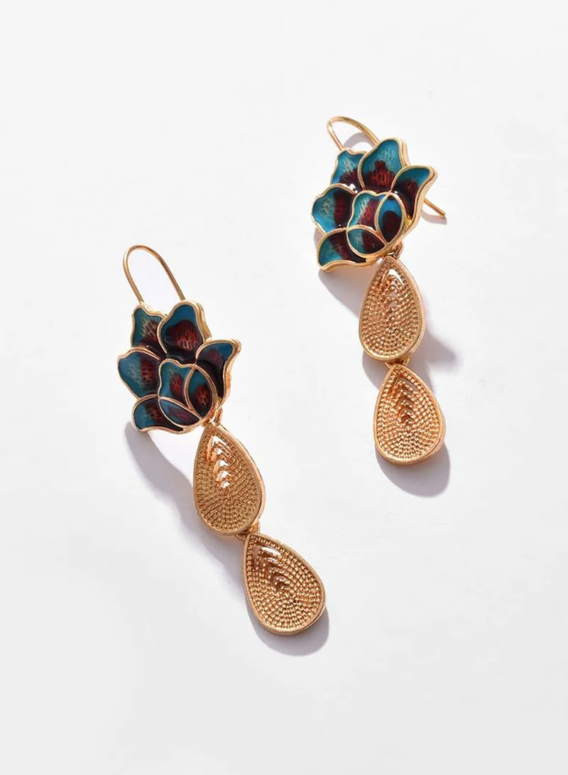 SOHI Gold Plated Designer Drop Earrings