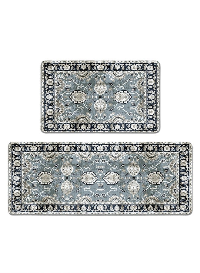 2 PCS Kitchen Floor Mats Rugs Set, Cushion Floor Carpet, Waterproof, Oil Resistant and Anti-Fatigue PU Standing Mat for Kitchen, Floor, Office, Sink, Laundry 45*75CM+45*120CM - Image 1