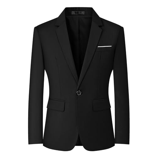 Mylldey Men's Blazers Slim Fit Business Casual Suit Men Sport Coat One Button Travel Blazer Lightweight Suit Jacket(Black-S) - Image 1