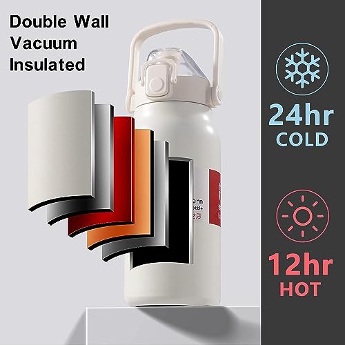 Being One Insulated Water Bottle with Straw, Water Bottle with Handle Double Wall Vacuum Insulated Stainless Steel Water Bottle for Hot Cold Drinks (1000 ML, RED) - Image 4