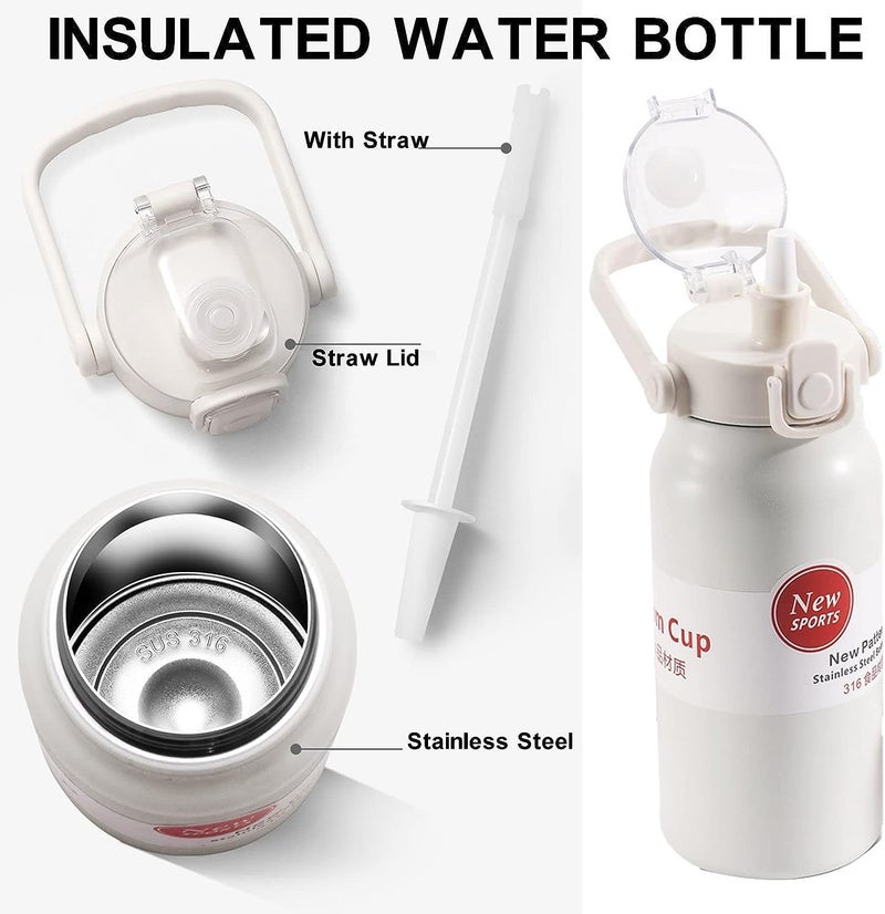 Being One Insulated Water Bottle with Straw, Water Bottle with Handle Double Wall Vacuum Insulated Stainless Steel Water Bottle for Hot Cold Drinks (1000 ML, RED) - Image 3