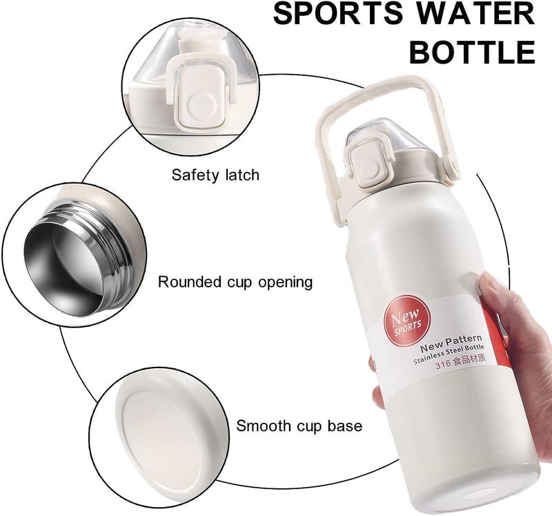 Being One Insulated Water Bottle with Straw, Water Bottle with Handle Double Wall Vacuum Insulated Stainless Steel Water Bottle for Hot Cold Drinks (1000 ML, RED) - Image 5