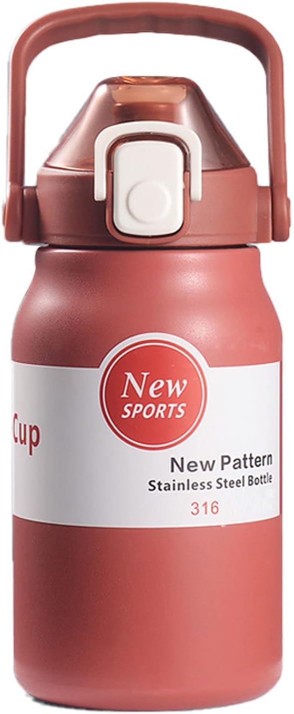 Being One Insulated Water Bottle with Straw, Water Bottle with Handle Double Wall Vacuum Insulated Stainless Steel Water Bottle for Hot Cold Drinks (1000 ML, RED) - Image 1