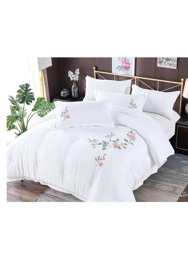 Luxury Rose Embroidery Cotton Duvet Cover Set Korean Style Bedding Princess Solid Color Bedspread Bed Sheet Pillow Cases