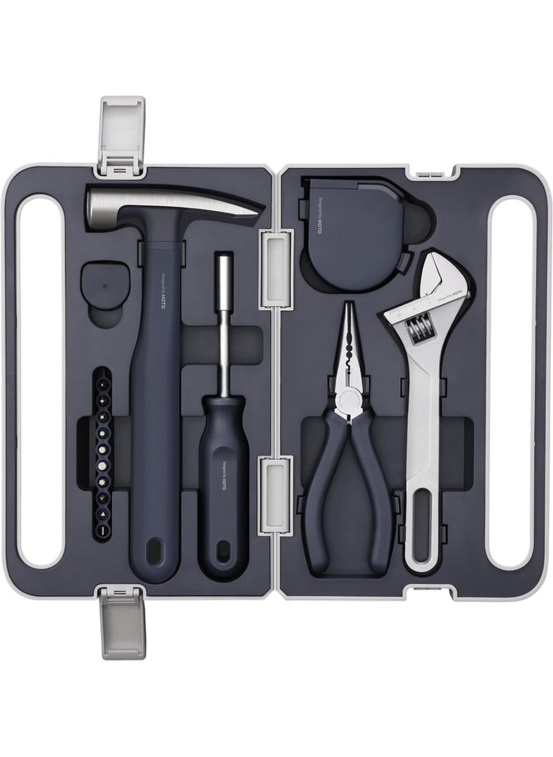 HOTO - HOTO Manual Toolbox Hand Tool Set Portable Screwdriver Spanner Hammer Tape Measure Pliers Home Repair Installation Toolbox - Image 1