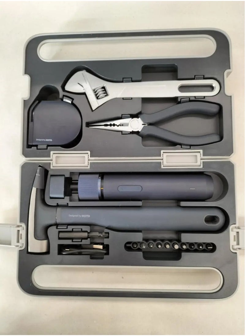 HOTO - HOTO Manual Toolbox Hand Tool Set Portable Screwdriver Spanner Hammer Tape Measure Pliers Home Repair Installation Toolbox - Image 1